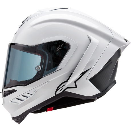 ALPINESTARS S-R10 SOLID HELMET WHT GLS/BLK Mint Left Side - Driven Powersports