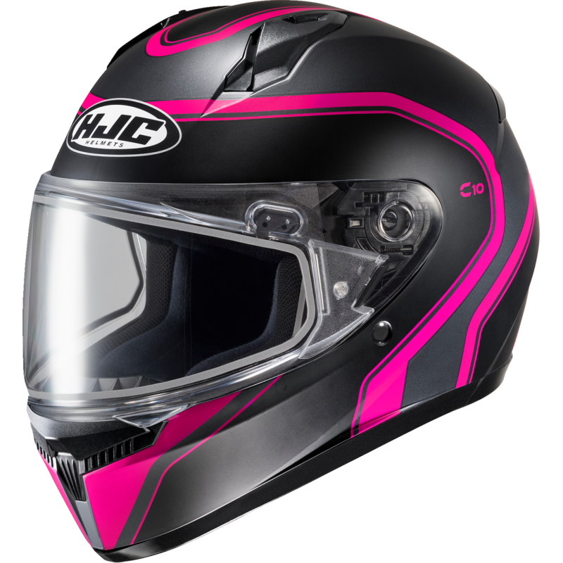 HJC C10 DL ELIE (MC-8SF) Semi Flat Black/Pink Front - Driven Powersports