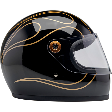 BILTWELL HELMET GRINGO S Black Flame Right Side - Driven Powersports