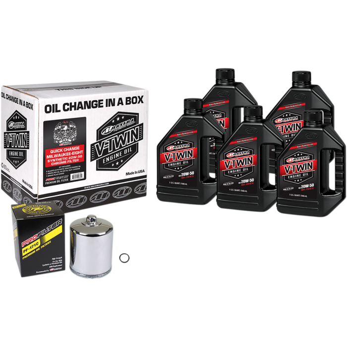 MAXIMA RACING OILS V-TWIN OIL QUICK CHANGE KIT Chrome Front - Driven Powersports