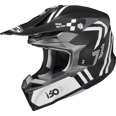 HJC i50 HEX Semi Flat Black/White Front - Driven Powersports