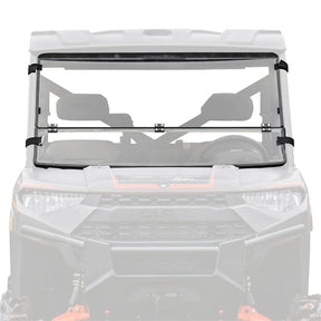 SuperATV Flip Down Windshield For Polaris Ranger '13-'26 Clear - Driven Powersports