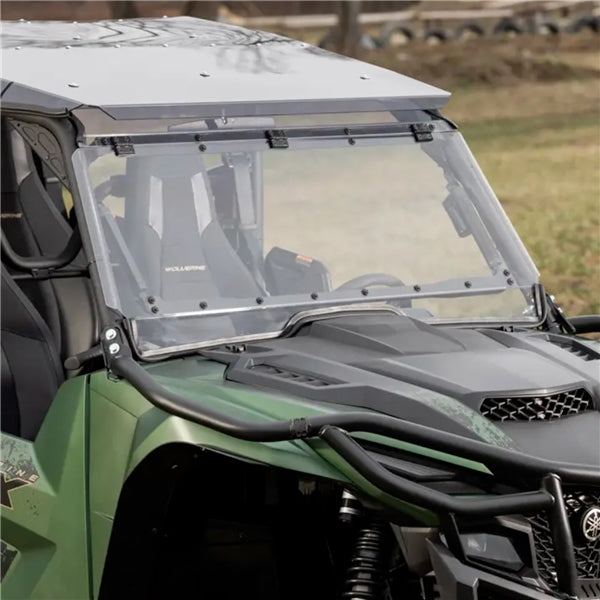 SuperATV Maxdrive Power Flip Windshield For Yamaha Wolverine '21-'26 Clear - Driven Powersports