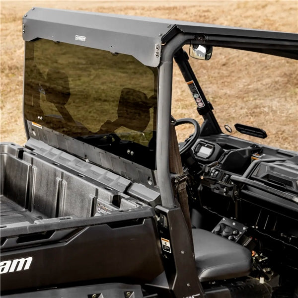 SuperATV Rear Glass Windshield with Roof For Can-Am Defender '16-'26 - Driven Powersports