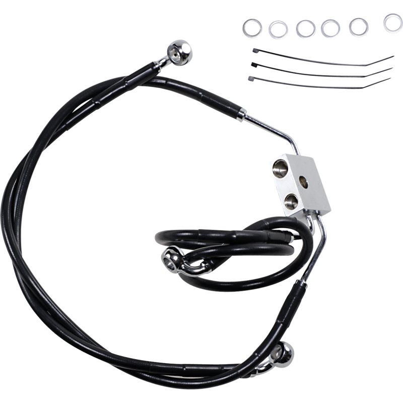 DRAG SPECIALTIES 12-17 FXDF FRT +4 BRK LINE W/ABS Black Front - Driven Powersports