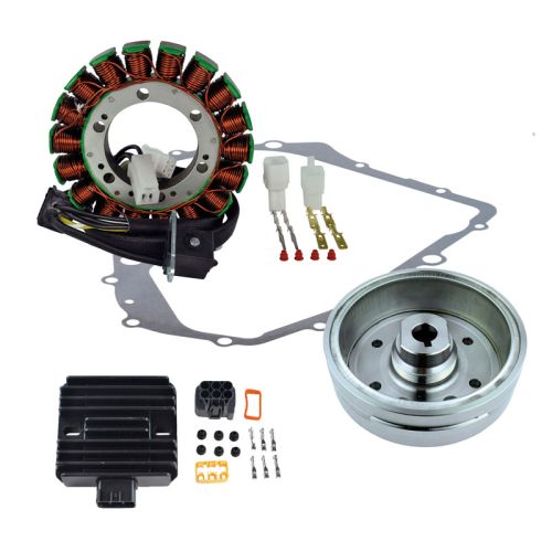 RMS Kit Stator + Improved Magneto Flywheel + Regulator Rectifier + Crankcase Cover Gasket (Suzuki)