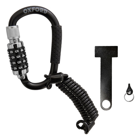 Oxford LidLock Combination Carabiner Helmet Lock Black - Driven Powersports