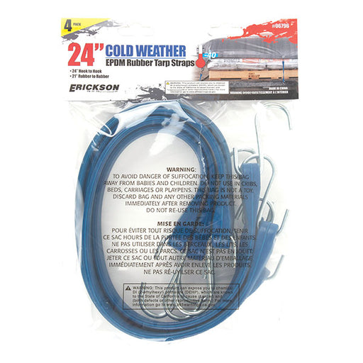 Erickson Industrial EPDM Cold Weather Blue Rubber Tarp Strap 24" (06796) - Driven Powersports