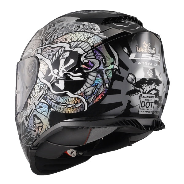 LS2 Assault Full-Face Helmet Warrior Silver/Black XL - Driven Powersports