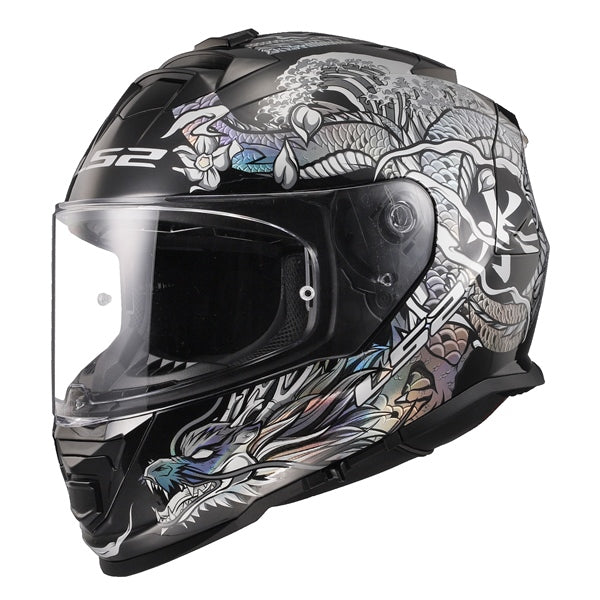 LS2 Assault Full-Face Helmet Warrior Silver/Black XL - Driven Powersports