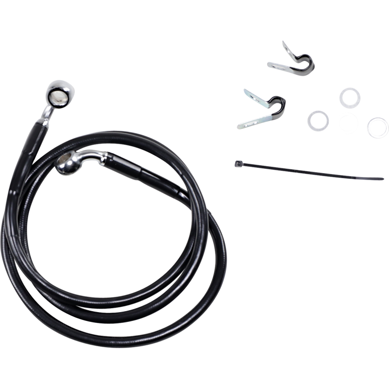 DRAG SPECIALTIES 04-10883C/1200C +4 FRT BRK LINE KIT Black Front - Driven Powersports
