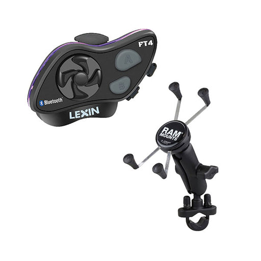 LEXIN LX-FT4 BLUETOOTH WITH LARGE RAM MOUNT KIT (LX-FT4 LARGE RAM) - Driven Powersports