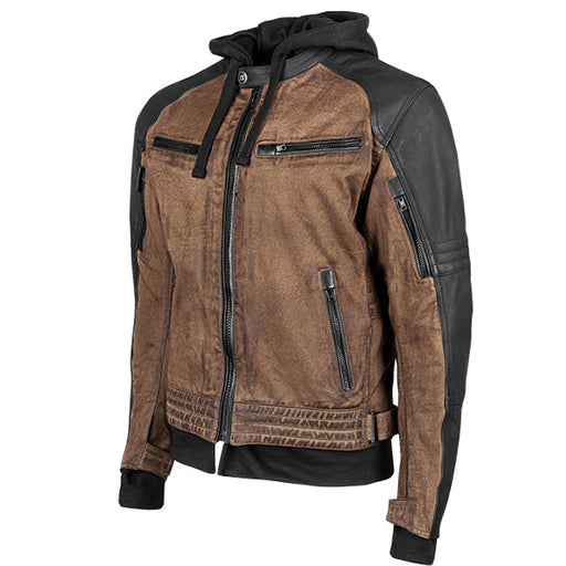 SPEED & STRENGTH S&S STRAIGHT SAVAGE LEATHER/CANVAS JACKET Brown/Black Small - Driven Powersports