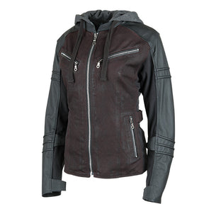 Speed & Strength Speed And Strength Women's Street Savvy Leather & Waxed Canvas Moto Jacket Ox Blood XS Women's - Driven Powersports
