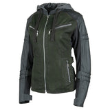 Speed & Strength Speed And Strength Women's Street Savvy Leather & Waxed Canvas Moto Jacket Olive XS Women's - Driven Powersports