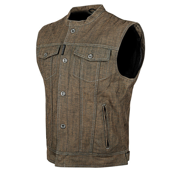 Speed & Strength Speed and Strength Soul Shaker Denim Motorcycle Vest Brown Small - Driven Powersports