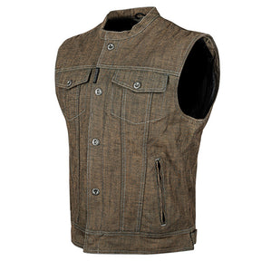 Speed & Strength Speed and Strength Soul Shaker Denim Motorcycle Vest Brown Small - Driven Powersports