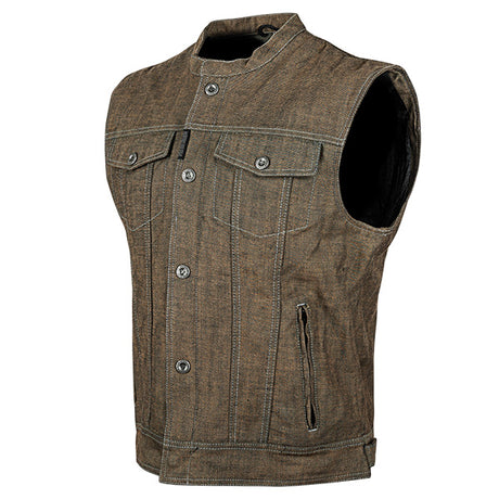 Speed & Strength Speed and Strength Soul Shaker Denim Motorcycle Vest Brown Small - Driven Powersports