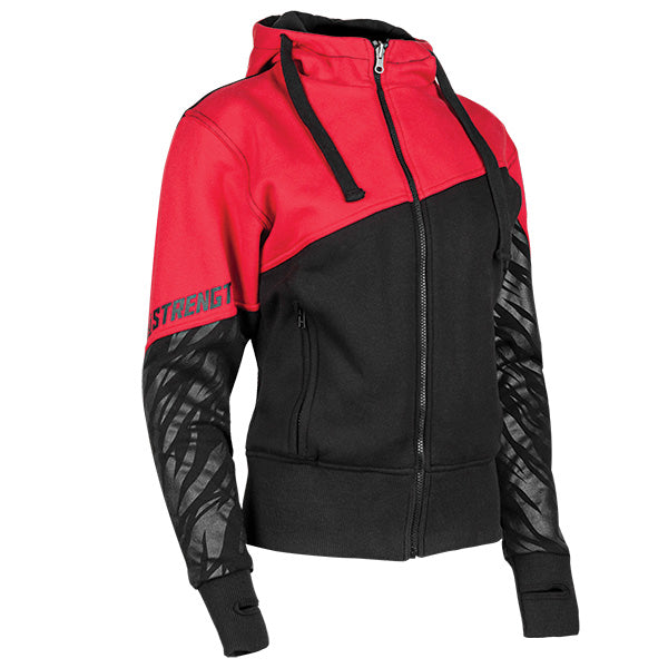 SPEED & STRENGTH S&S WOMEN'S CAT OUT'A HELL ARMOURED HOODY Red/Black Women's Large - Driven Powersports