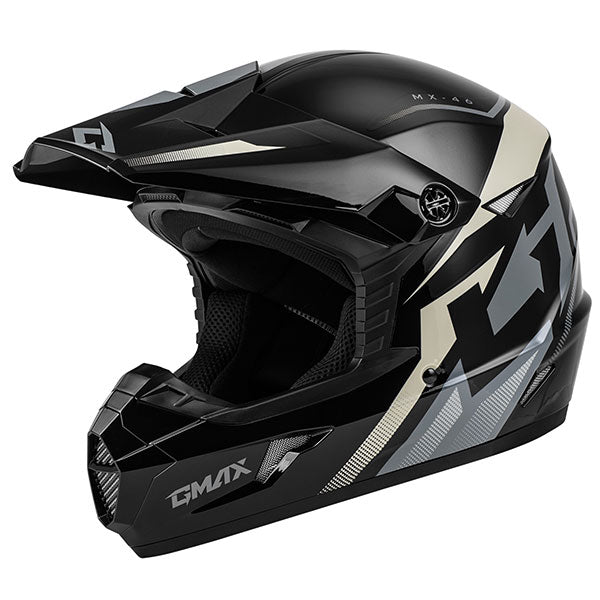GMAX MX46Y COMPOUND MX YOUTH HELMET Black/White Youth Large - Driven Powersports