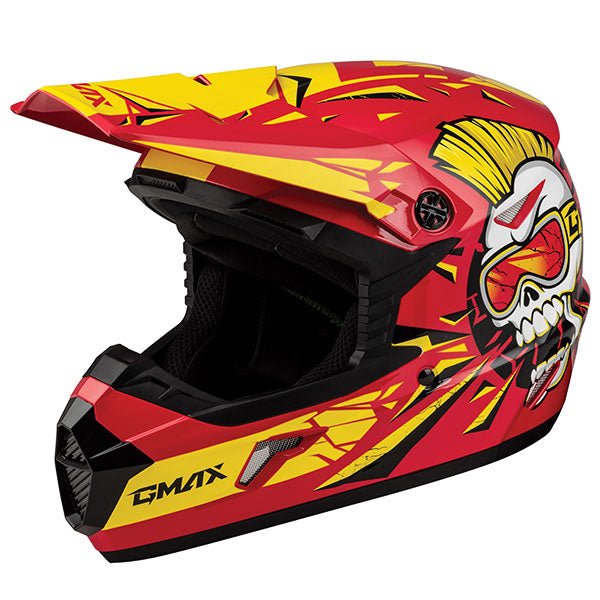 GMAX MX46Y UNSTABLE MX YOUTH HELMET Red/Yellow Youth Large - Driven Powersports