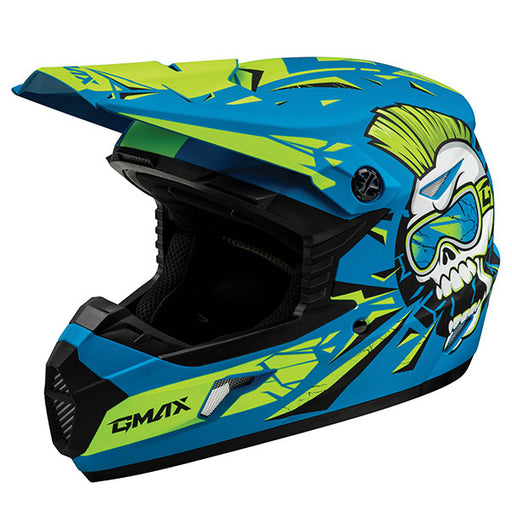 GMAX MX46Y UNSTABLE MX YOUTH HELMET Blue/Green Youth Small - Driven Powersports