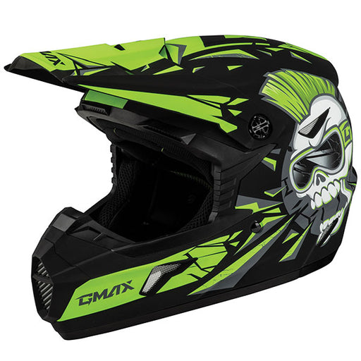 GMAX MX46Y UNSTABLE MX YOUTH HELMET Black/Green Youth Small - Driven Powersports
