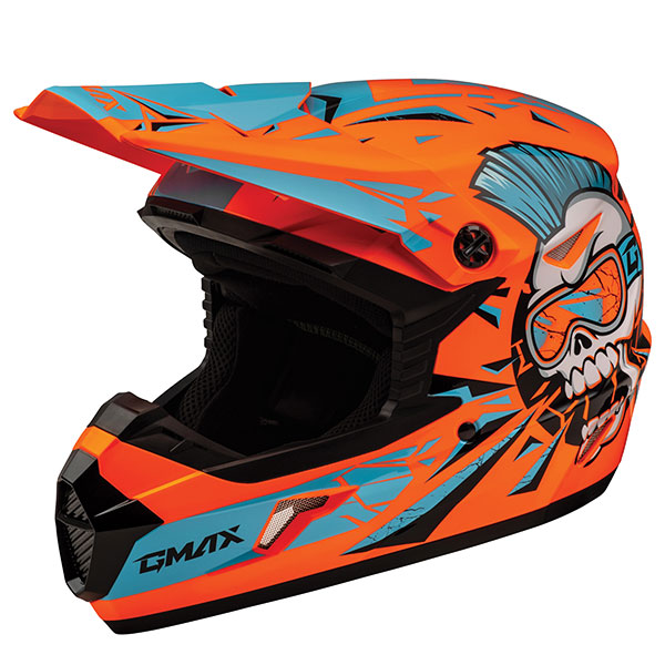 GMAX MX46Y UNSTABLE MX YOUTH HELMET Orange/Blue Youth Large - Driven Powersports