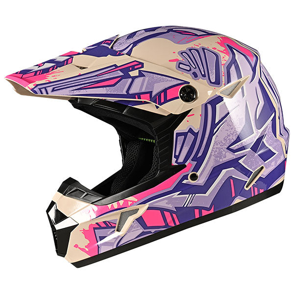 GMax MX46 Tag MX Helmet Gloss White/Purple/Pink 3XL - Driven Powersports