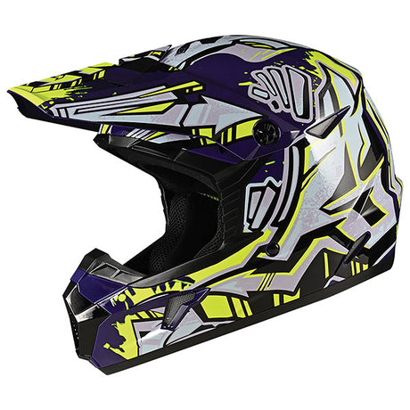 GMax MX46 Tag MX Helmet Gloss Purple/Green Youth Large - Driven Powersports