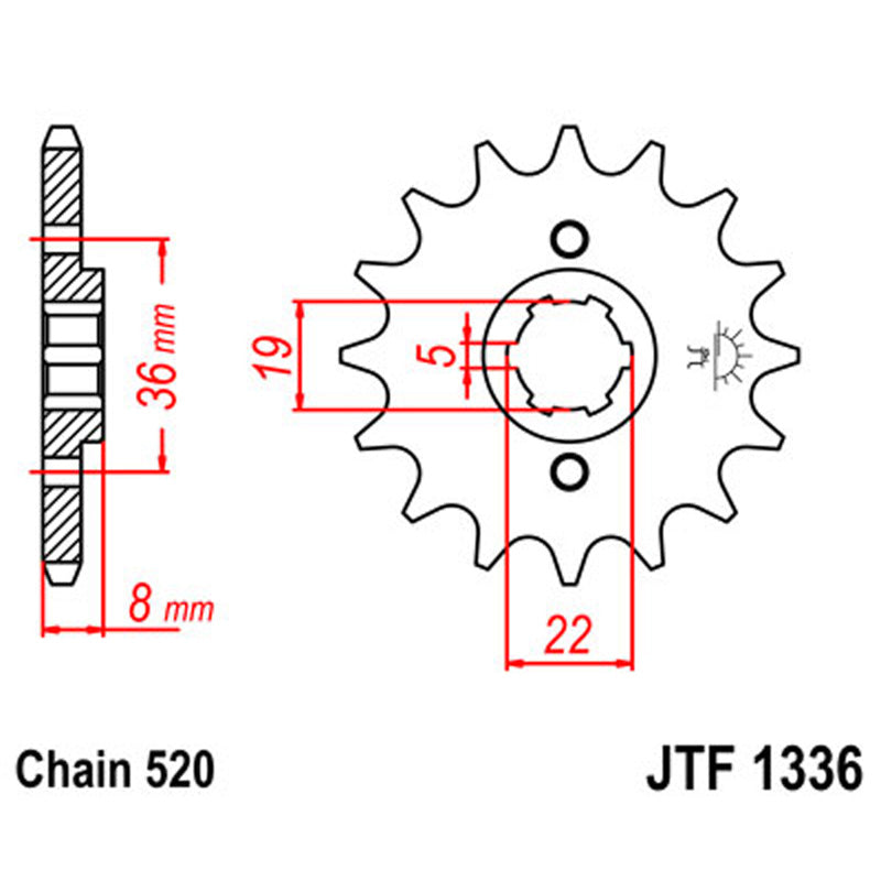 JT SPROCKETS SPROCKET FRONT 520 13T Red - Driven Powersports
