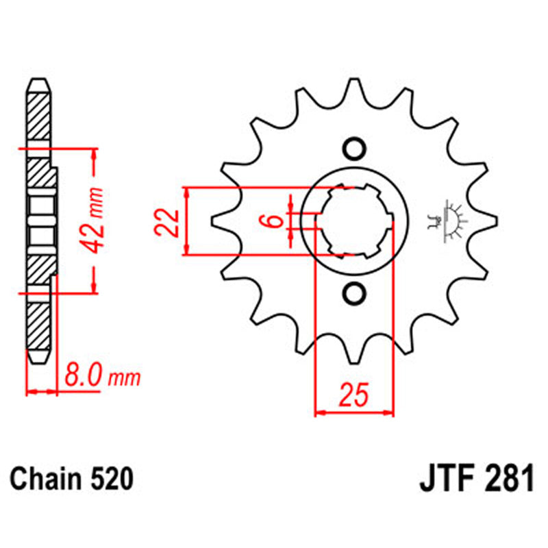 JT SPROCKETS SPROCKET FRONT 520 14T Red - Driven Powersports
