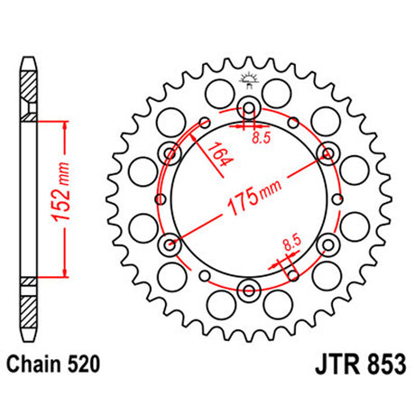 JT SPROCKETS SPROCKET REAR 520 44T - Driven Powersports