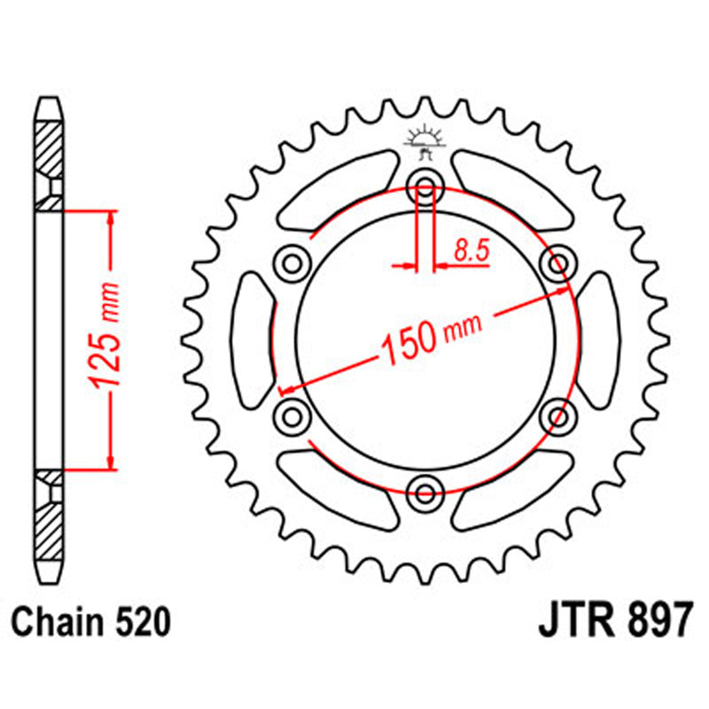 JT SPROCKETS SPROCKET REAR 520 44T - Driven Powersports