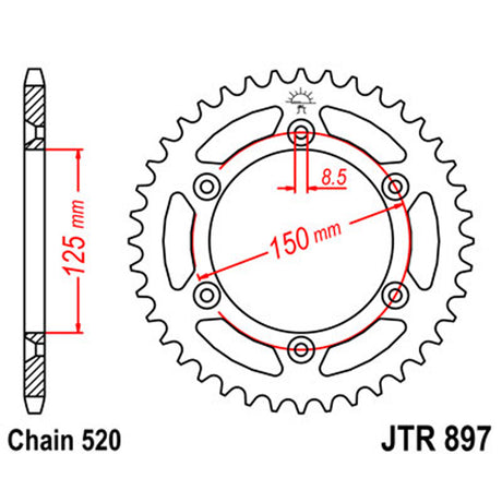 JT SPROCKETS SPROCKET REAR 520 44T - Driven Powersports