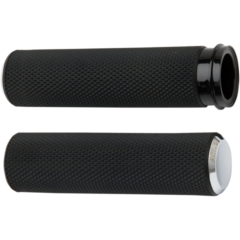 ARLEN NESS GRIPS KNURLED RUBBER CBL Chrome Front - Driven Powersports