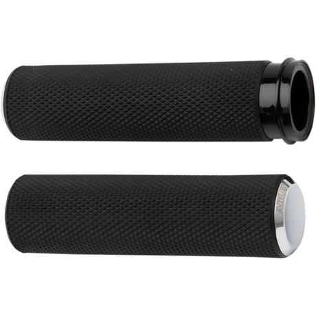 ARLEN NESS GRIPS KNURLED RUBBER CBL Chrome Front - Driven Powersports