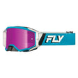 Fly Racing Zone Elite Goggles Black Mirror/Smoke Blue/White - Driven Powersports