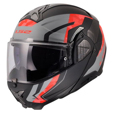 LS2 Advant II Modular Helmet Glide Matte Black/Gray/Red M - Driven Powersports