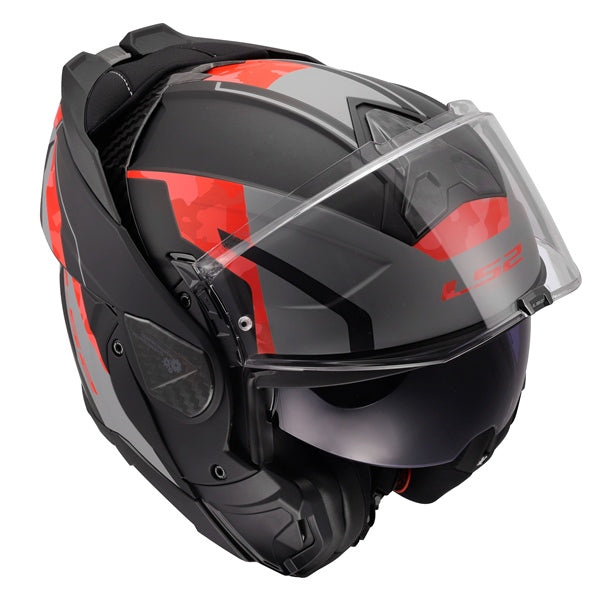 LS2 Advant II Modular Helmet Glide Matte Black/Gray/Red M - Driven Powersports
