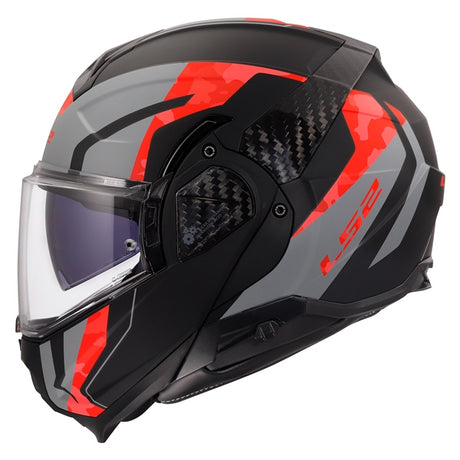 LS2 Advant II Modular Helmet Glide Matte Black/Gray/Red M - Driven Powersports