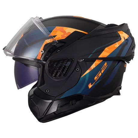 LS2 Advant II Modular Helmet Glide Matte Black Orange M - Driven Powersports