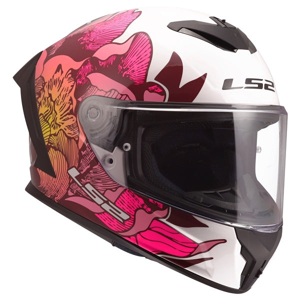 LS2 Rapid III Full-Face Helmet Poppies II White/Pink XS - Driven Powersports