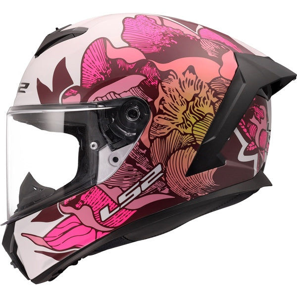 LS2 Rapid III Full-Face Helmet Poppies II White/Pink XS - Driven Powersports