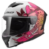 LS2 Rapid III Full-Face Helmet Poppies II White/Pink XS - Driven Powersports