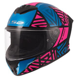 LS2 Rapid III Full-Face Helmet Labyrinth Blue/Pink 2XS - Driven Powersports