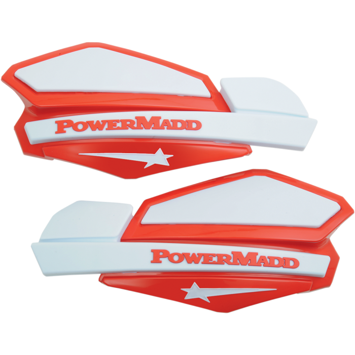 POWERMADD STAR SERIES HANDGUARDS Red/White Front - Driven Powersports