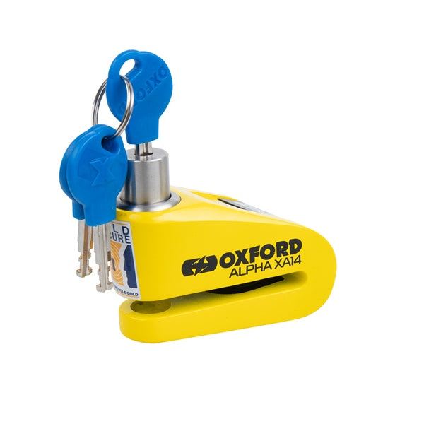 Oxford Alpha XA14 Super Strong Alarm Disc Lock Black/Yellow - Driven Powersports