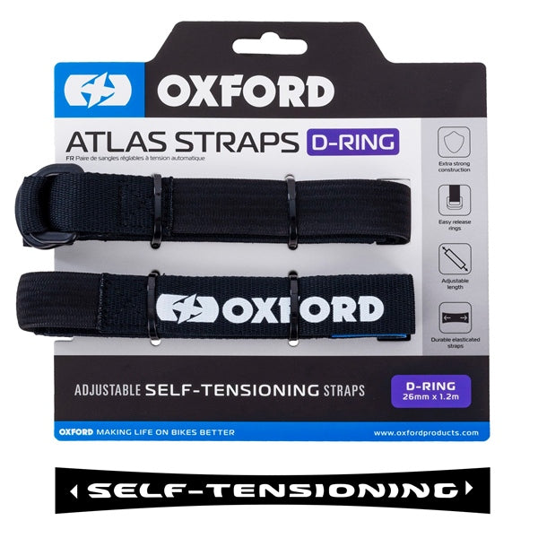 Oxford Atlas D-Ring Straps Black - Driven Powersports