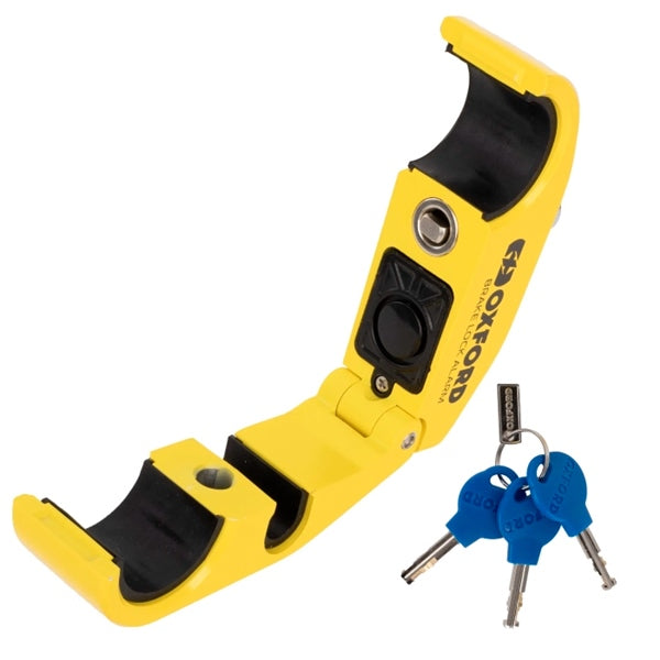 Oxford Alarmed Brake Lever Lock Yellow - Driven Powersports